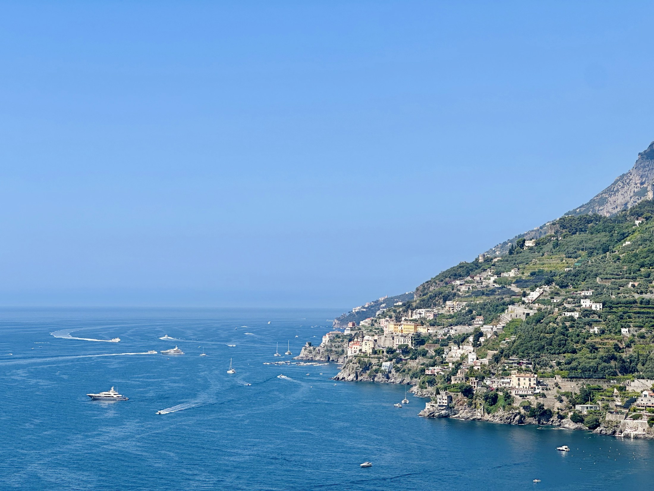 Clifftop villages overlooking the blue Mediterranean on the Amalfi Coast